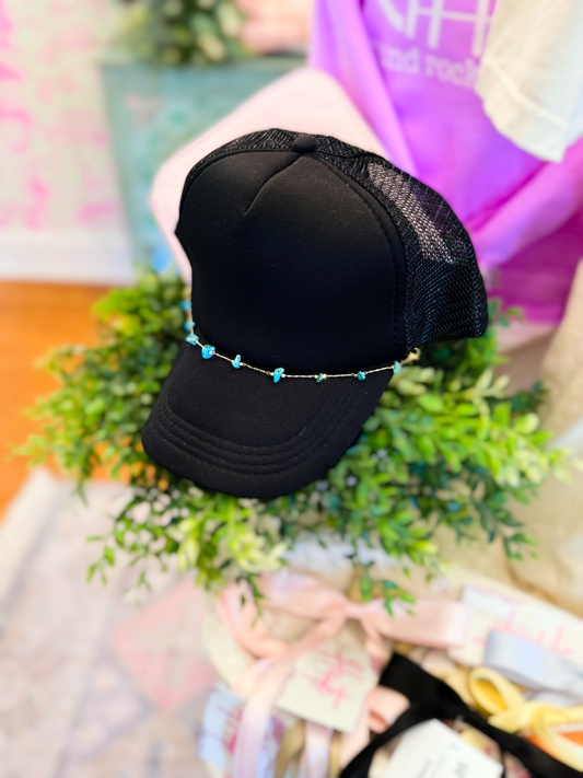Turquoise Beaded Hat Chain