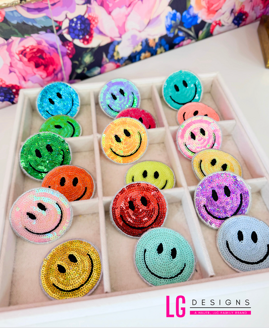 Sequin Smiley Face Patches