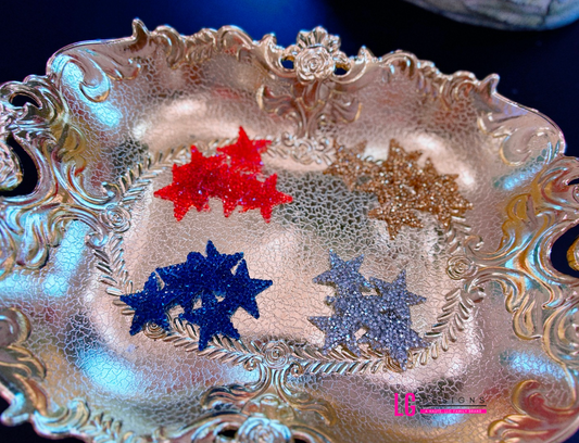 Red, Blue, Gold and Silver Rhinestone Stars